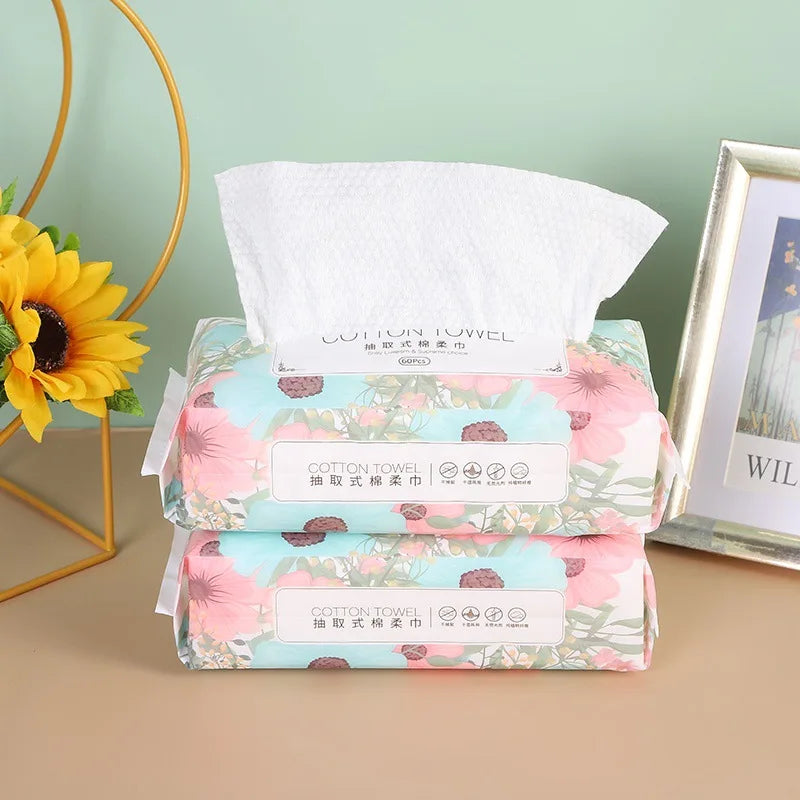 Flower face towel, pure cotton disposable face towel, thickened makeup remover pad, soft cleansing pad, face towel Facial makeup