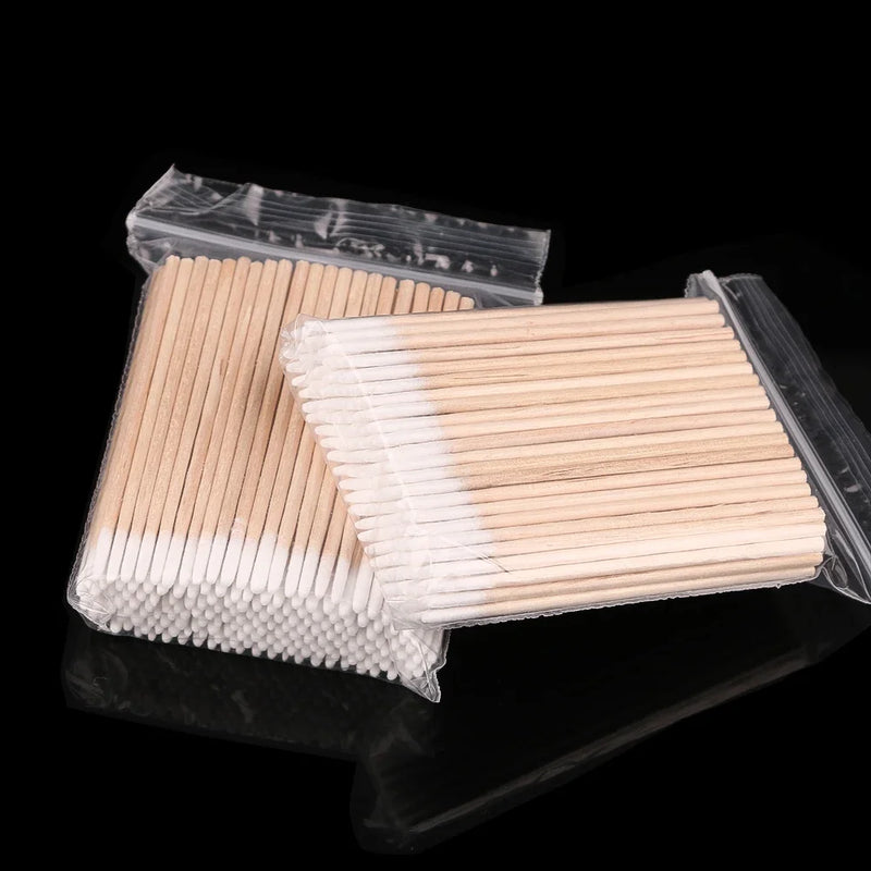 500/100/300pcs Disposable Wooden Micro Bud Swabs Lint Free Eyelash Extension Glue Removing Tools Makeup Mini Brush