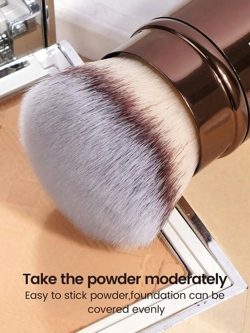 1pc Professional Face Retractable Makeup Brush,Blush Brush Foundation Brush Loose Powder Brush Synthetic Hair Ultra-Soft Doundat
