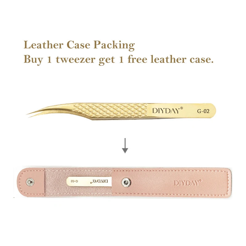 DIYDAY Anti-slip Eyelash Extension Tweezers Stainless Steel Fiber Tip Lashe Tweezer Precision Makeup Tool for Professional Use
