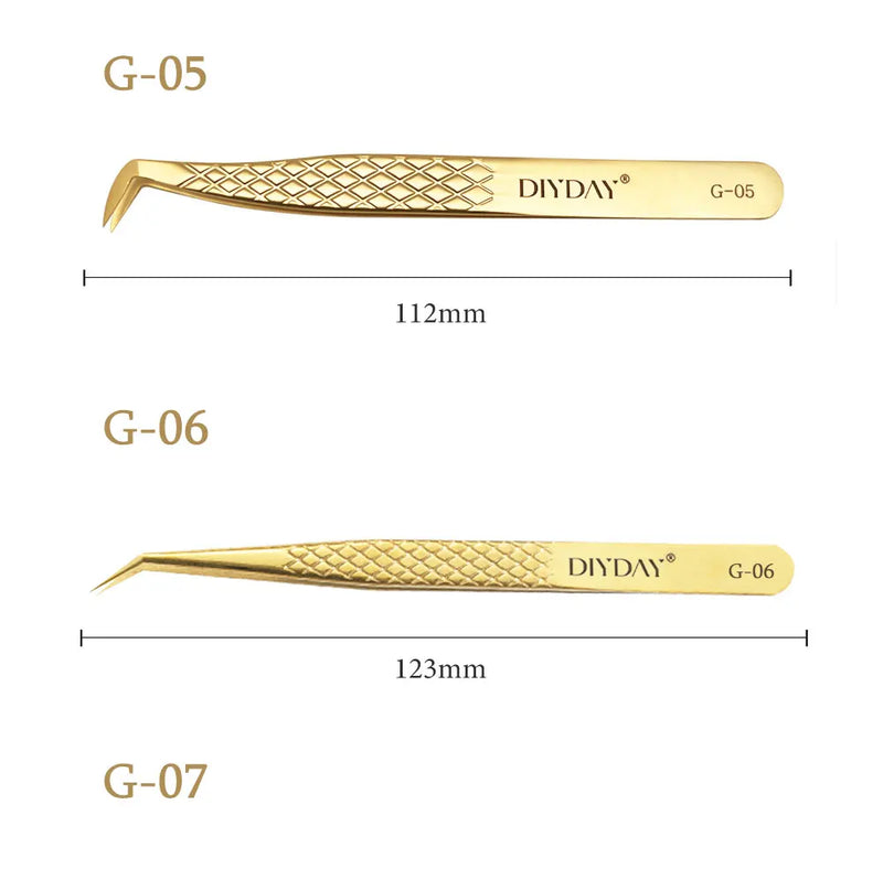 DIYDAY Anti-slip Eyelash Extension Tweezers Stainless Steel Fiber Tip Lashe Tweezer Precision Makeup Tool for Professional Use