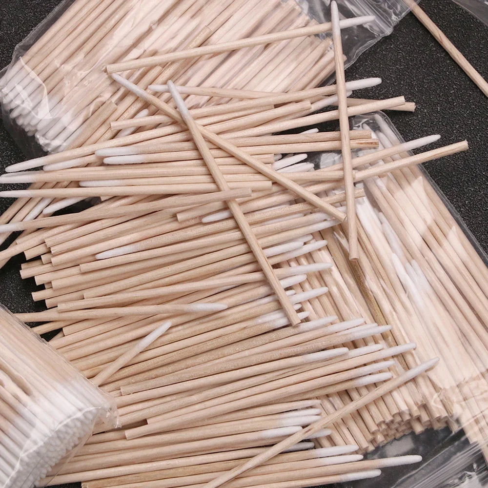 500/100/300pcs Disposable Wooden Micro Bud Swabs Lint Free Eyelash Extension Glue Removing Tools Makeup Mini Brush
