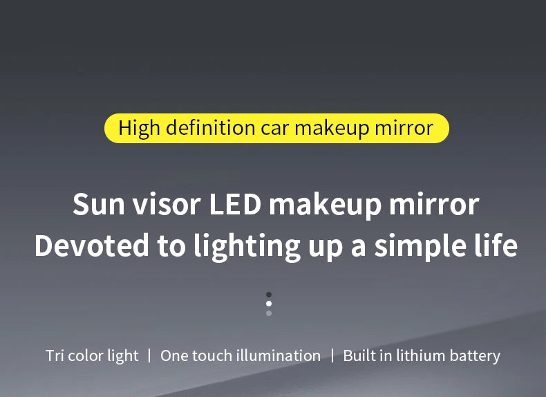 Car Interior Mirrors Sun Visor Plate LED HD Makeup Mirror for Girls Women Rechargeable Fill Light Universal Thin Vanity Mirror