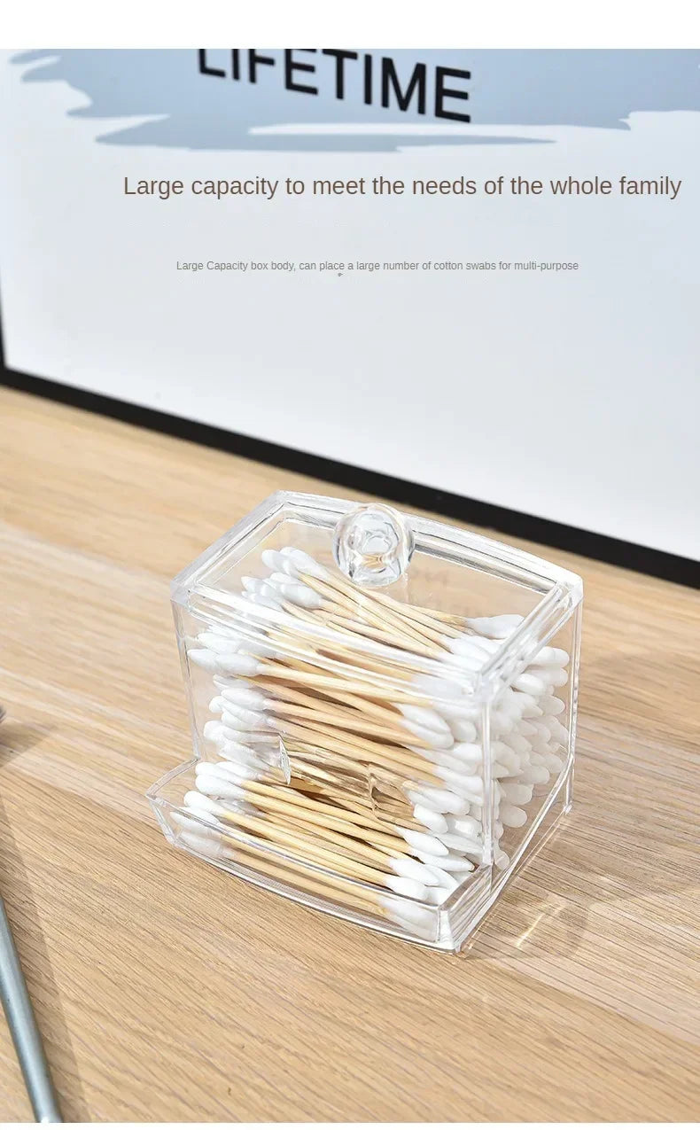 Cotton Swab Storage Box Can Be Stacked with Portable Transparent Household Cosmetic Container Square Organizer Box