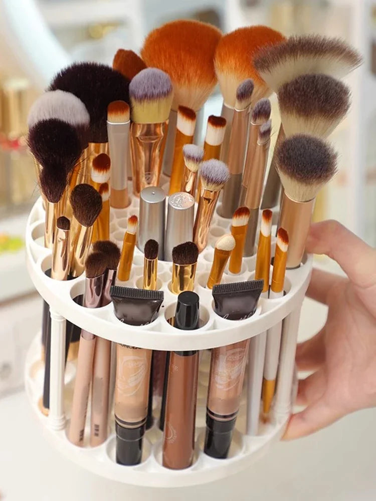 45-Hole Rotating Makeup Brush Stand – Keep Brushes Visible & Within Reach, Beauty Storage Organizer