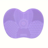 Apple Shaped Silicone  Makeup Brush Cleaning Pad-Efficient & Portable & Reusable Makeup Brush Cleaning Mat With Suction Cup
