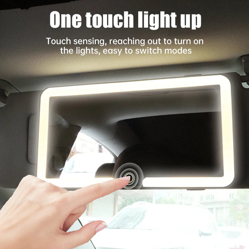 Car Interior Mirrors Sun Visor Plate LED HD Makeup Mirror for Girls Women Rechargeable Fill Light Universal Thin Vanity Mirror