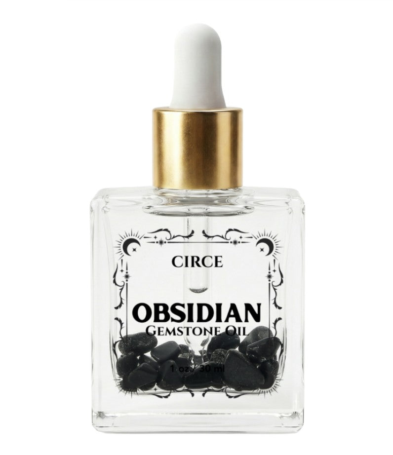 Protection Body Oil — Obsidian Crystal Ritual Oil -  Black Obsidian Gemstone Body Oil 3.4oz